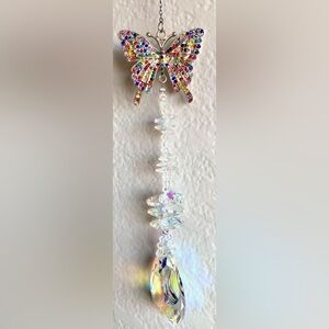Multicolor Crystal Golden Butterfly Jeweled Suncatcher Window Sun Hanging New